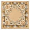 Luxury Paisley Floral Satin Scarf for Women – 27" Square Beige Cream Gold Boho Headscarf