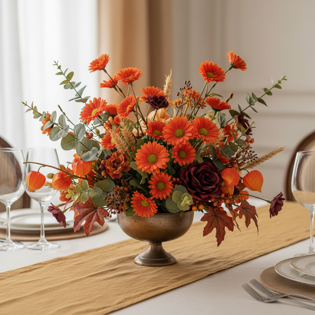 Scaled fall tabletop centerpiece