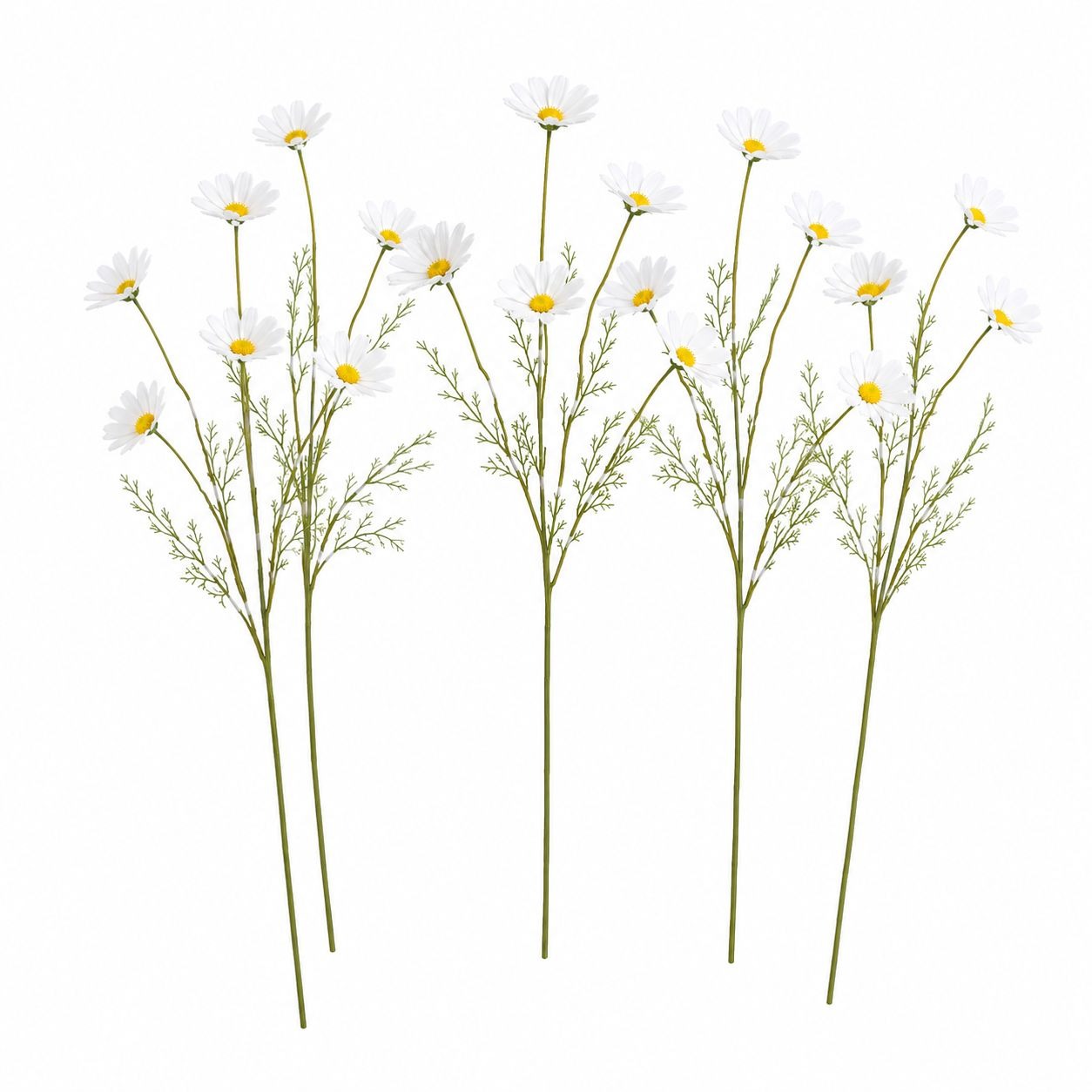 White Faux Daisy Stem 20 Inch Artificial Wildflower Set of 5 Farmhouse Floral Decor