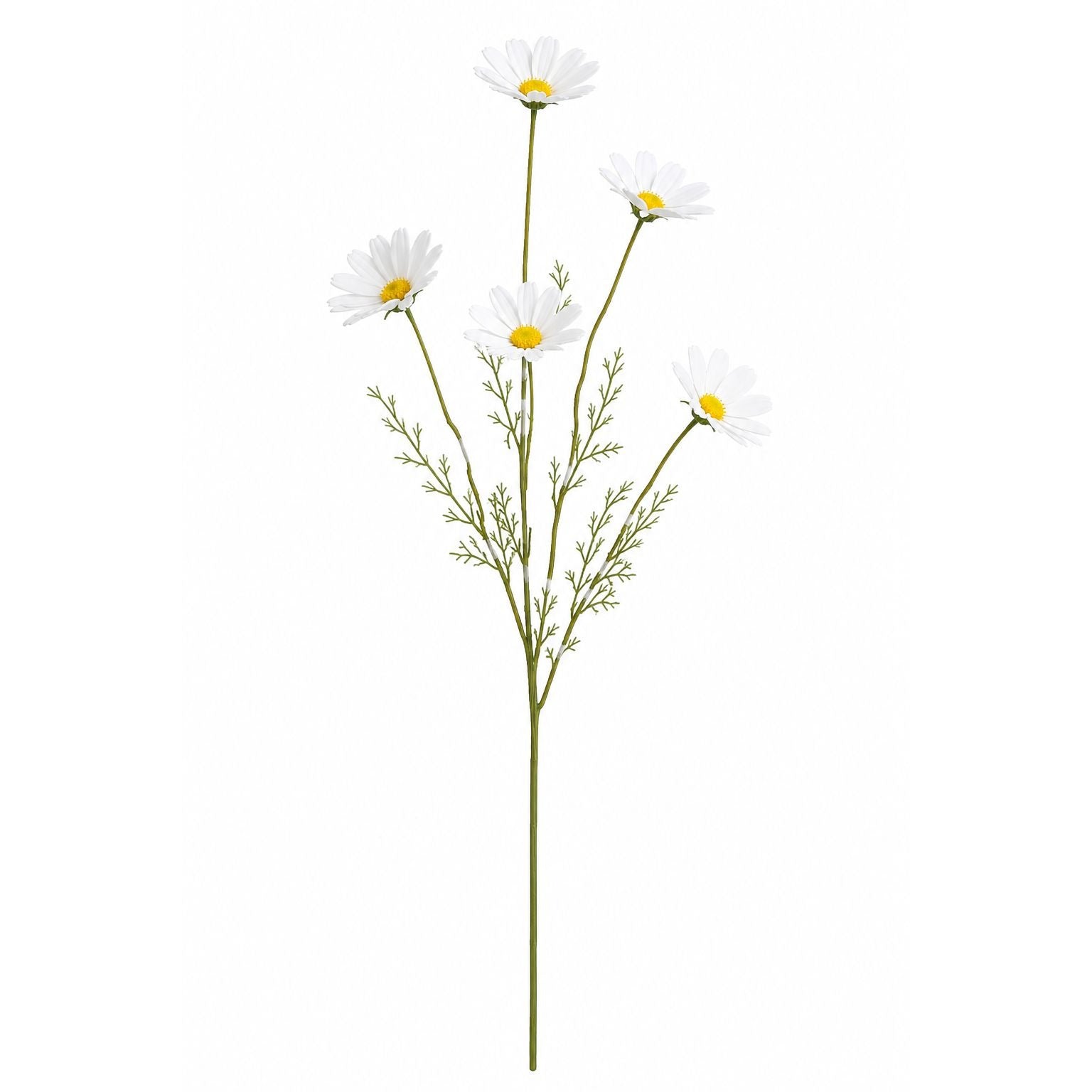 White Faux Daisy Stem 20 Inch Artificial Wildflower Set of 5 Farmhouse Floral Decor