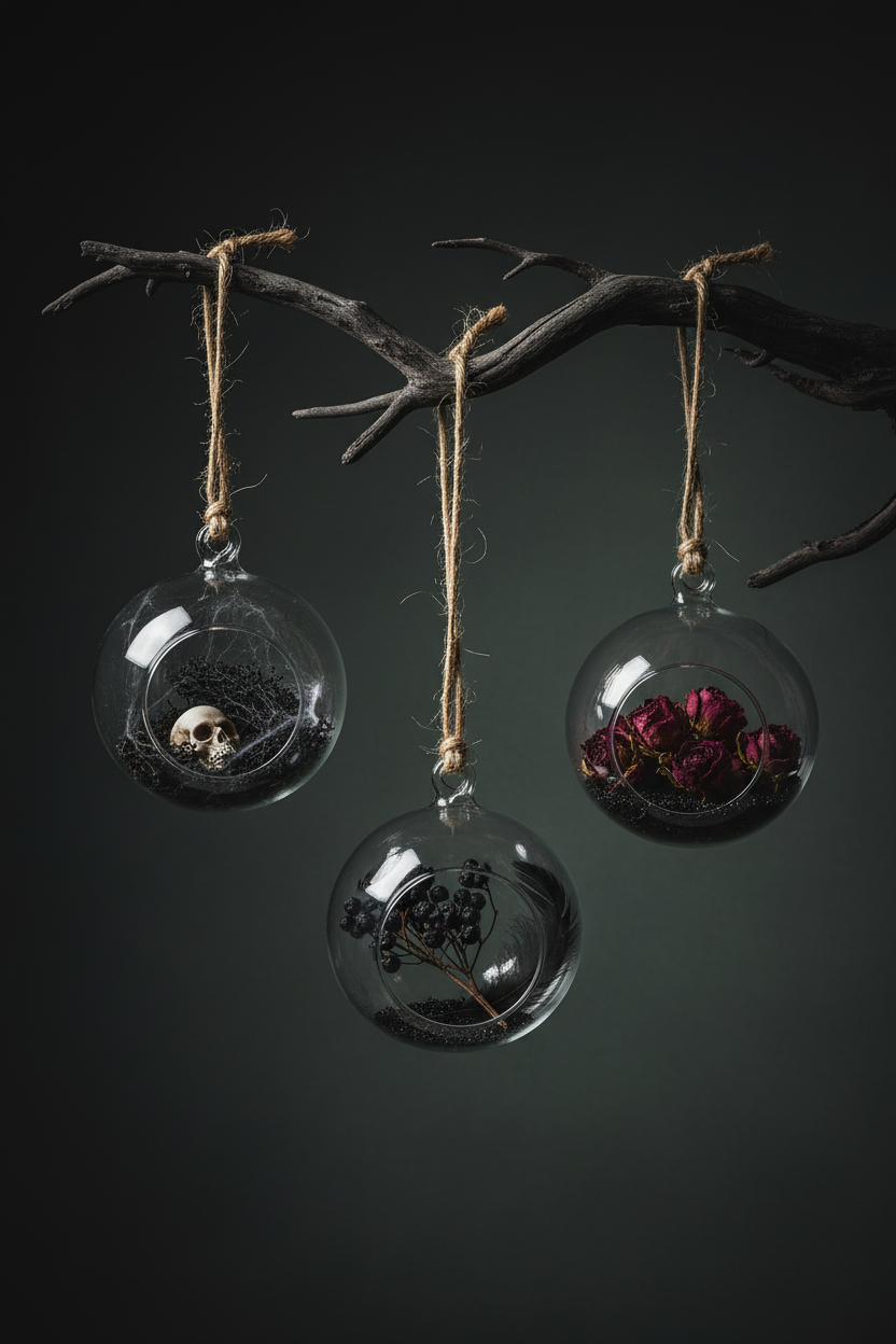 Spooky Woodland Dark Cottagecore Halloween Glass Orbs