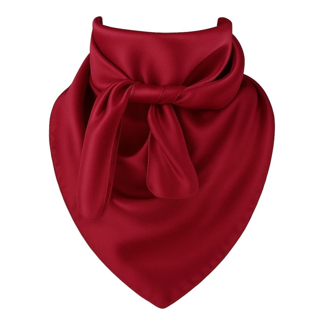 Wine red satin wild rag scarf 35x35 inches western cowboy cowgirl accessory