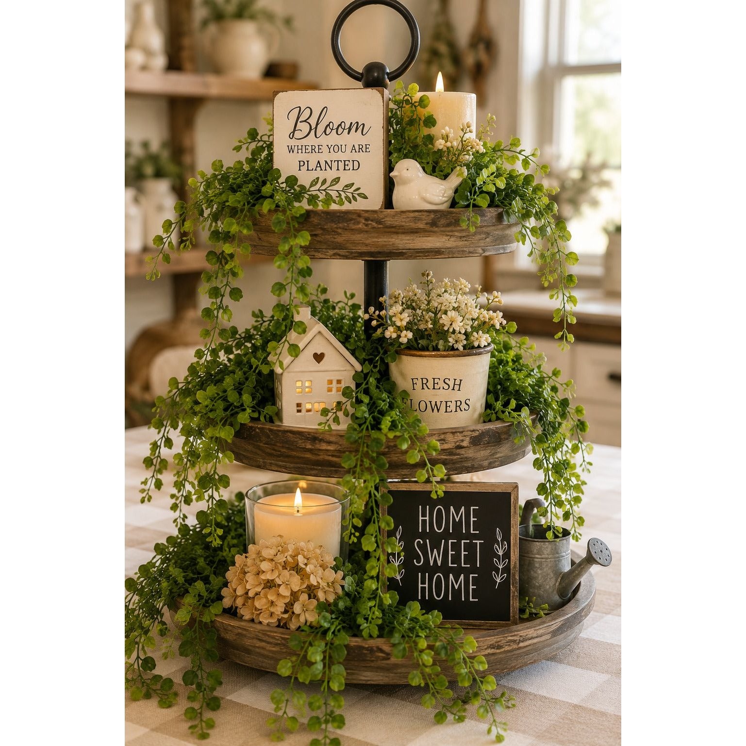 Set of 2 Hanging Greenery Bushes Artificial Boxwood Eucalyptus Hanging Plant Farmhouse Decor Shelf Greenery Mantel Decor Cottage Decor
