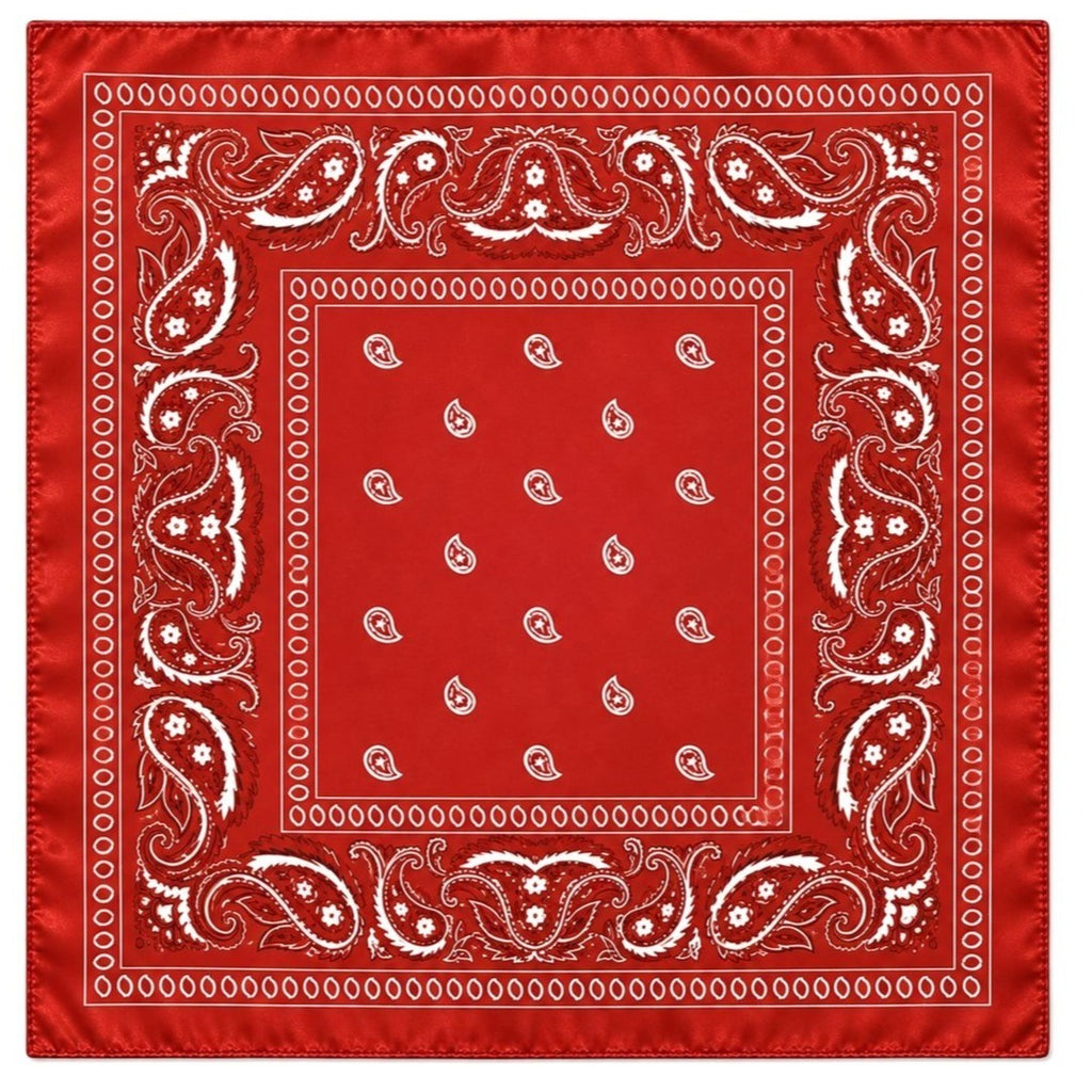Red Paisley Wild Rag Scarf, 35 x 35 Inch Satin Square