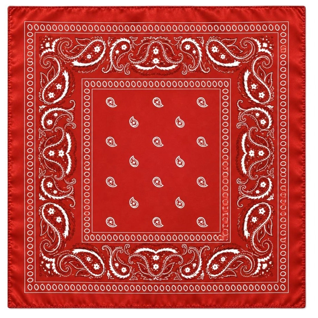 Red Paisley Wild Rag Scarf, 35 x 35 Inch Satin Square