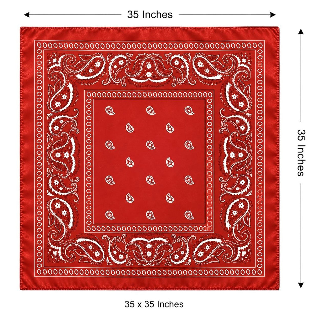 Red Paisley Wild Rag Scarf, 35 x 35 Inch Satin Square