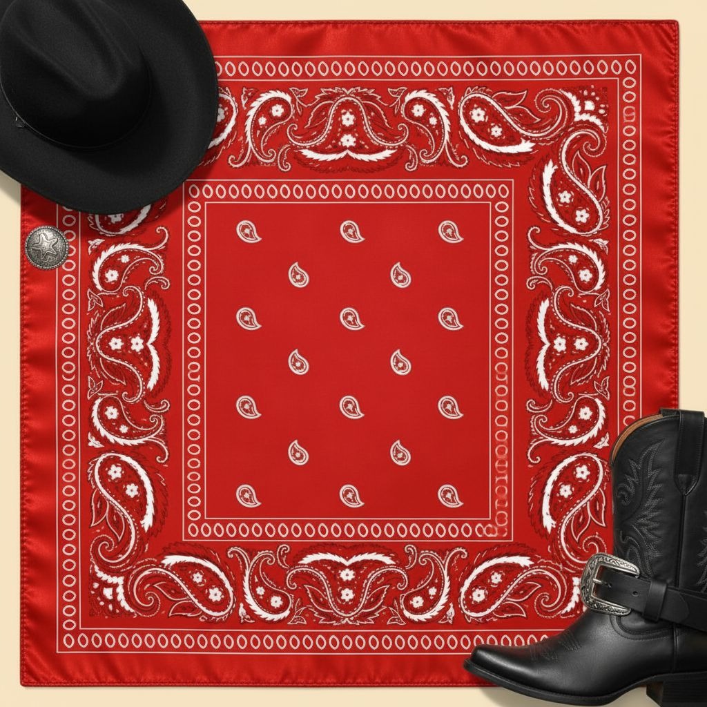Red Paisley Wild Rag Scarf, 35 x 35 Inch Satin Square