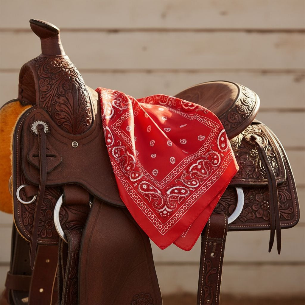 Red Paisley Wild Rag Scarf, 35 x 35 Inch Satin Square