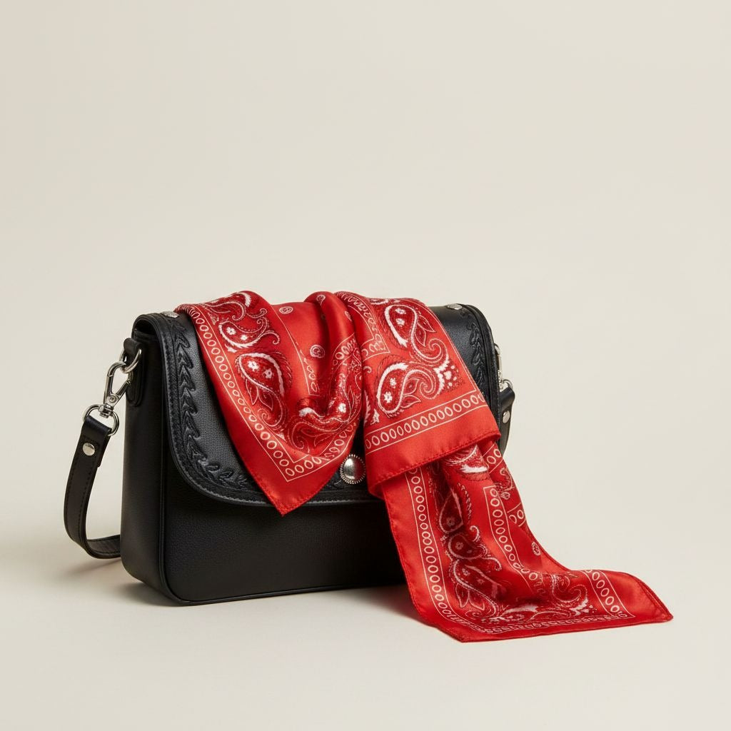 Red Paisley Wild Rag Scarf, 35 x 35 Inch Satin Square