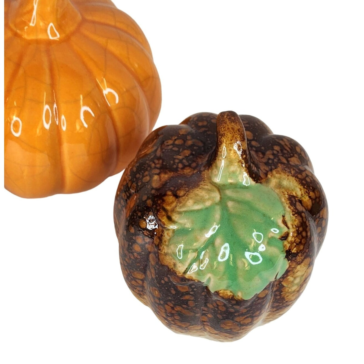 Fall Thanksgiving Ceramic Pumpkins Set of 3 Small Tabletop Harvest Decor New