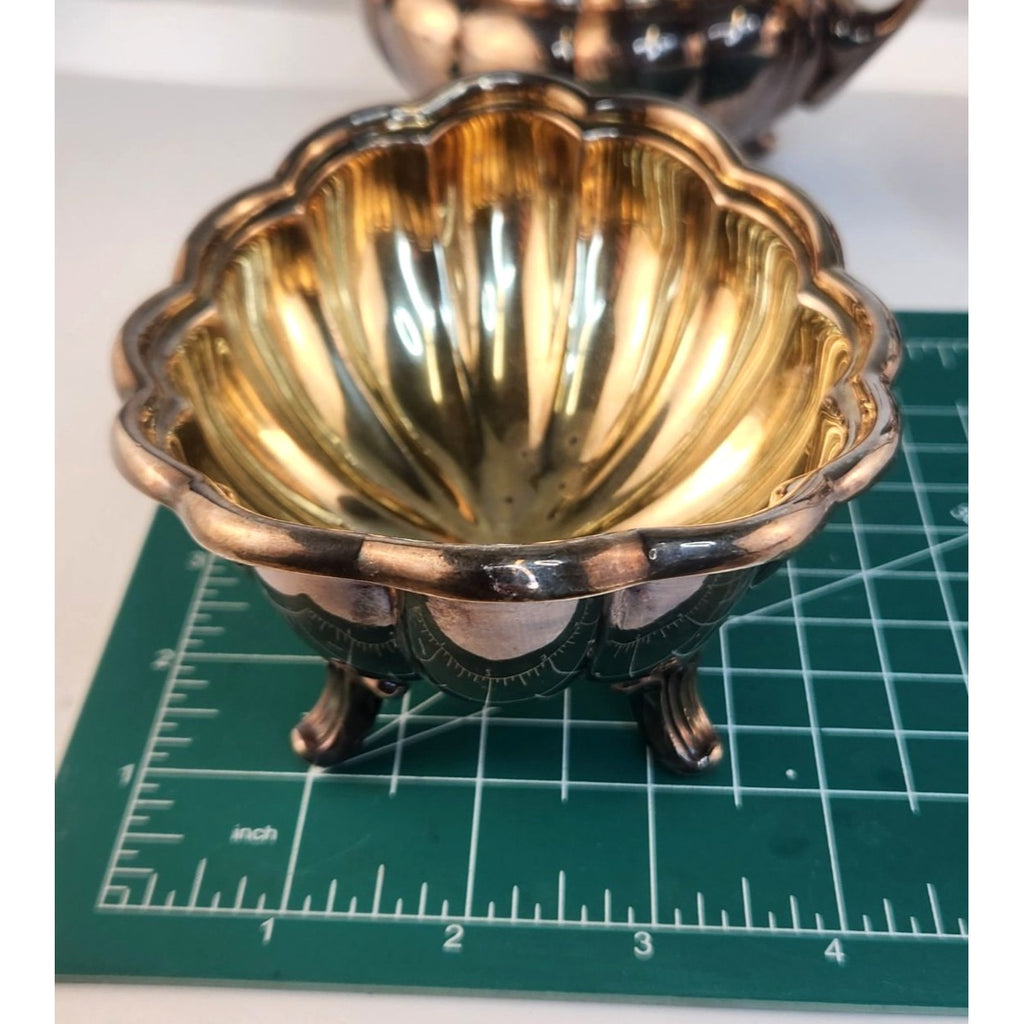 Vintage Reed & Barton 7050 Holiday Silver Plated Sugar Bowl Creamer Mint Bowl Set Victorian Style Made in USA