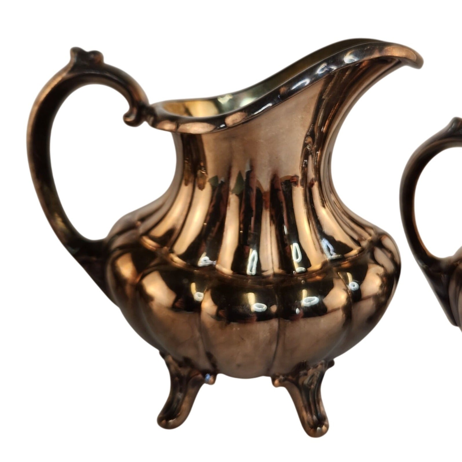 Vintage Reed & Barton 7050 Holiday Silver Plated Sugar Bowl Creamer Mint Bowl Set Victorian Style Made in USA