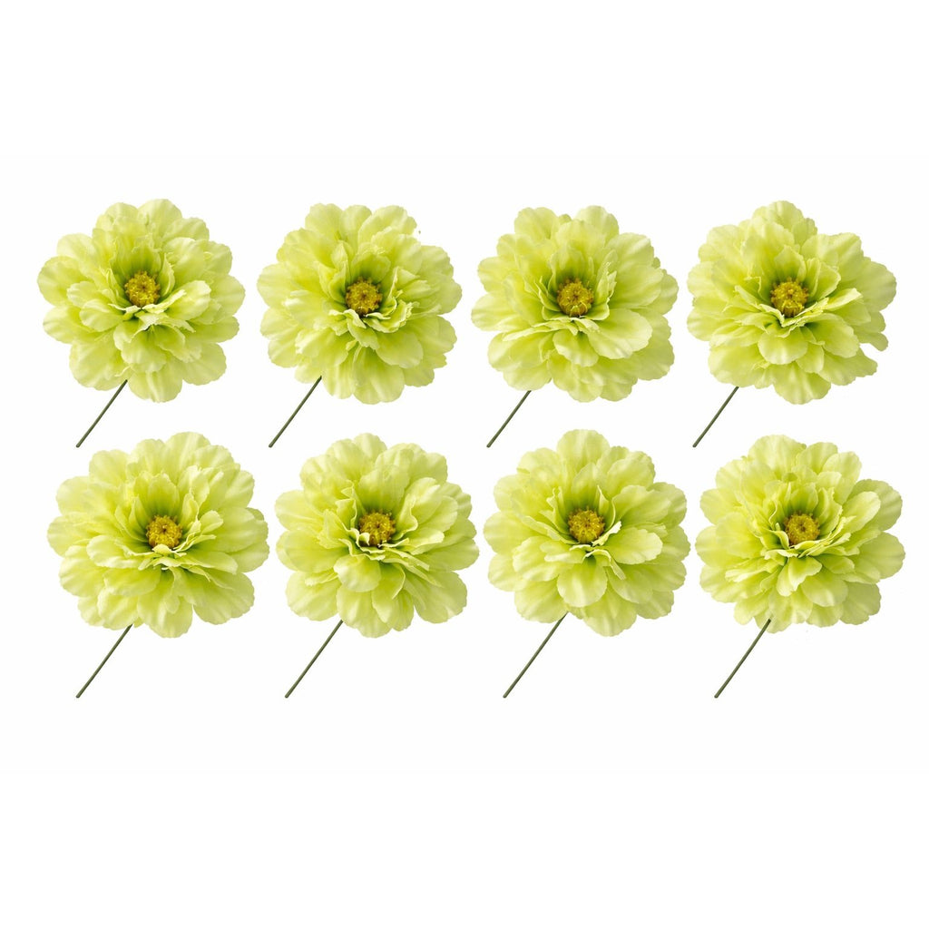 Green Peony Flowers Set of 8 Faux Blooms 5 Inch Floral Heads Wired Craft Wreath Supplies Hair Accessories Hat Decor DIY Wedding