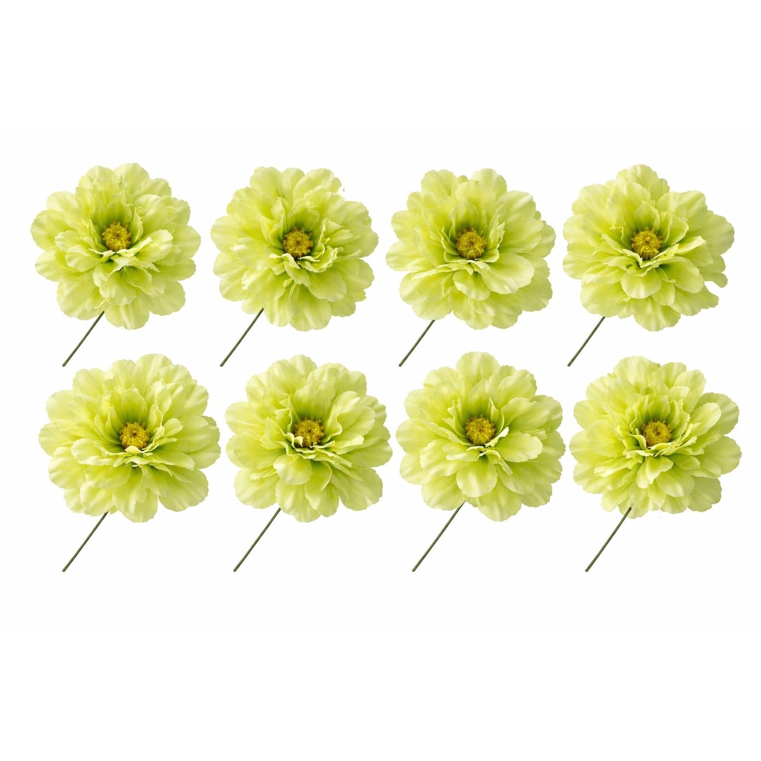 Green Peony Flowers Set of 8 Faux Blooms 5 Inch Floral Heads Wired Craft Wreath Supplies Hair Accessories Hat Decor DIY Wedding