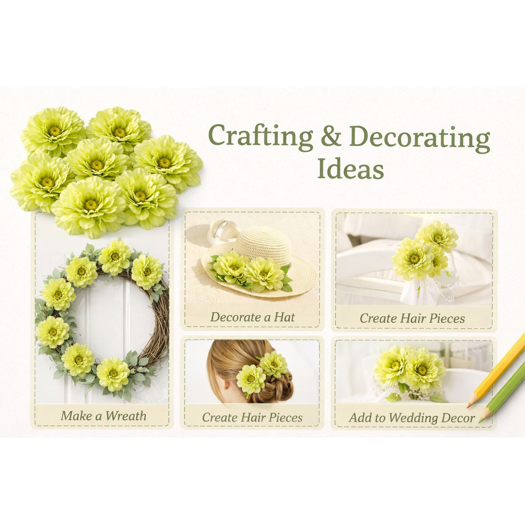 Green Peony Flowers Set of 8 Faux Blooms 5 Inch Floral Heads Wired Craft Wreath Supplies Hair Accessories Hat Decor DIY Wedding