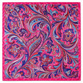 Fuchsia Pink Multicolor Paisley Wild Rag Scarf 35x35 Satin Western Cowgirl