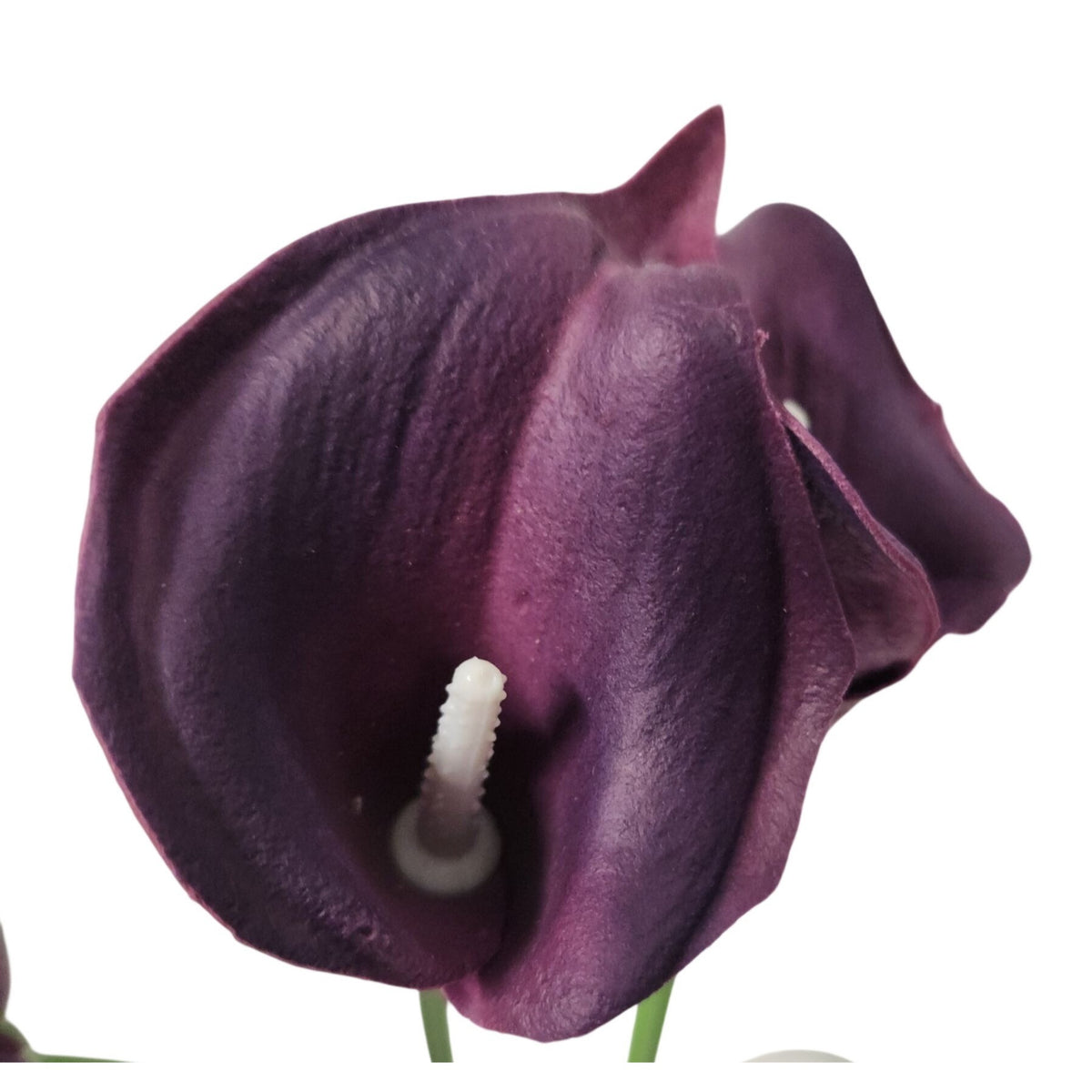 Deep Plum Calla Lily Stems Set of 5, 14 Inch Artificial Flowers, Wired Faux Florals for Wreaths Wedding Decor