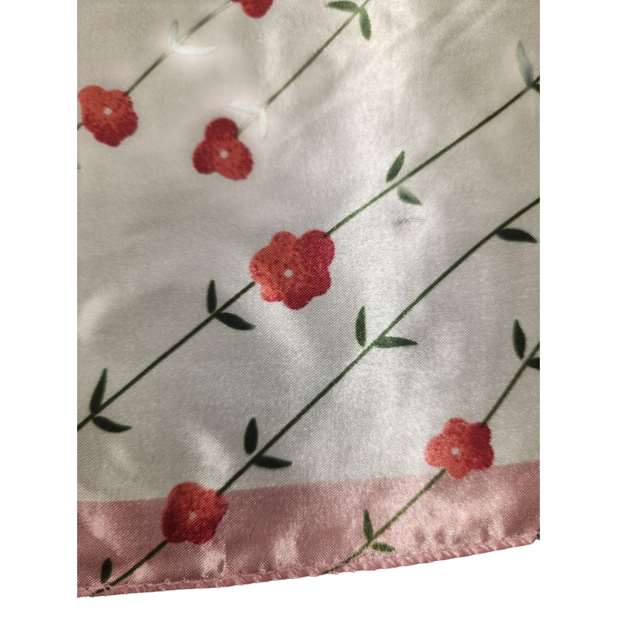 Pink Floral Satin Scarf 20x20 Women's Hair Tie Neck Wrist Wrap