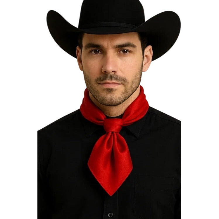 Red Satin Scarf 19x19" Bandana Neckerchief Pocket Square Western Cowgirl
