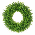 15 Inch Artificial Boxwood Wreath or Candle Ring, Faux Greenery Base for Table Centerpiece and Seasonal Decor
