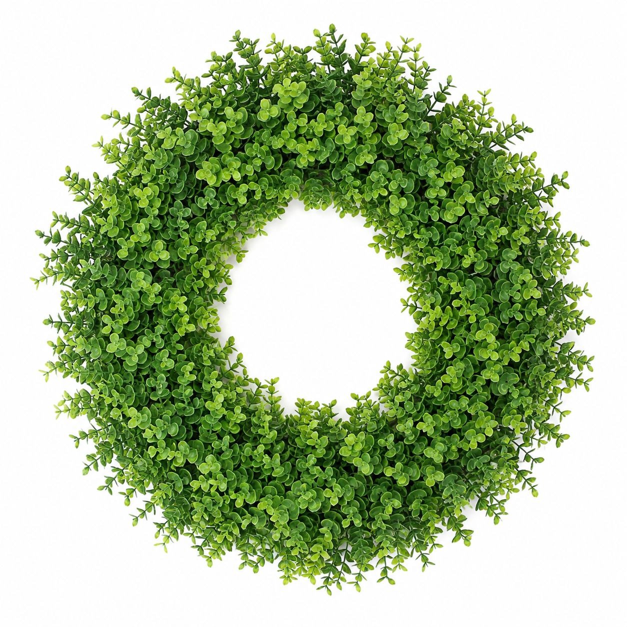 15 Inch Artificial Boxwood Wreath or Candle Ring, Faux Greenery Base for Table Centerpiece and Seasonal Decor