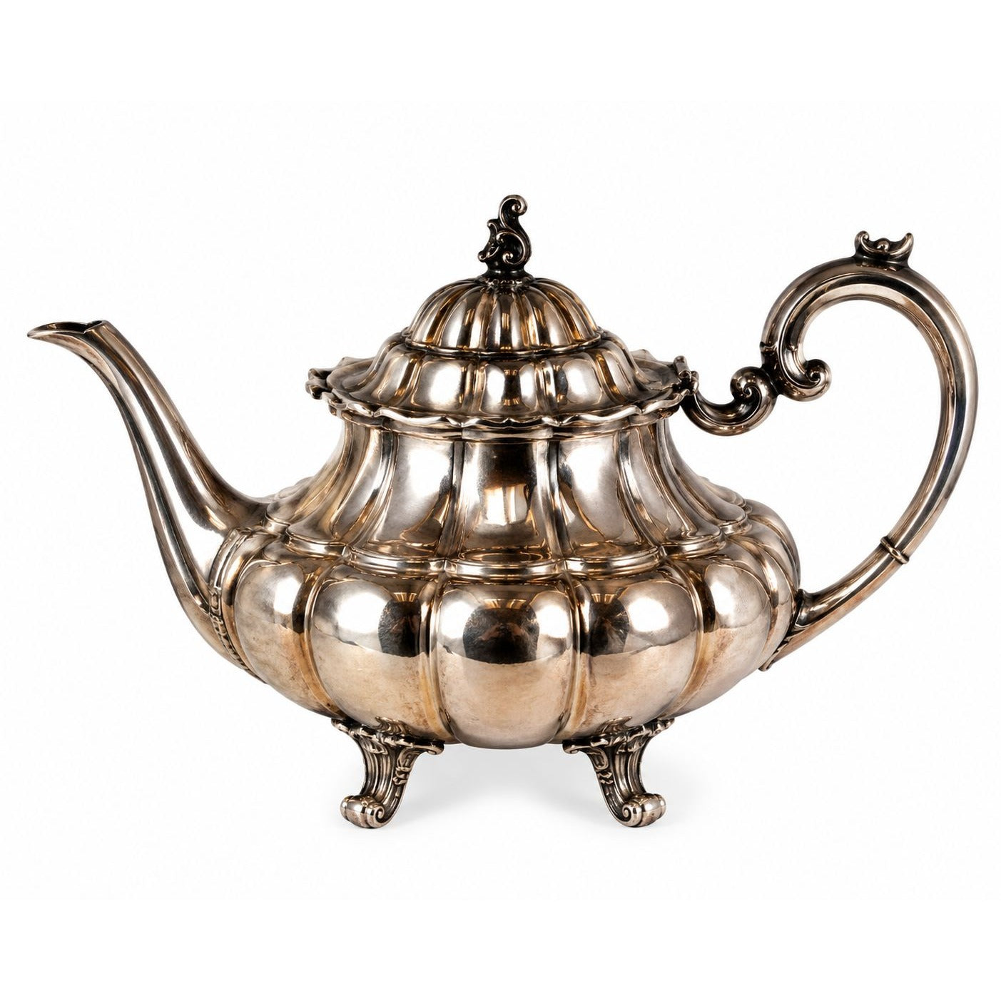 Vintage Reed and Barton Holiday 7050 Silver Plated Teapot, Footed Victorian Style Tea Pot, Made in USA Silverplate