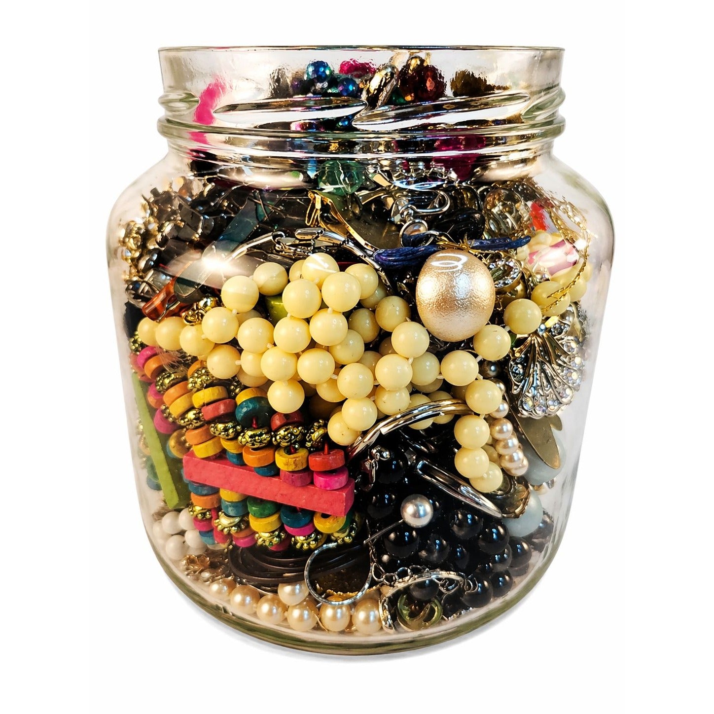 Mixed Vintage Jewelry Jar Assortment Craft Supply Wearable Pieces Untested Lot