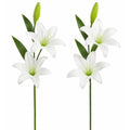 White Lily Stems Real Touch Flowers Artificial Lily Spray Faux White Lilies Wedding Flowers Farmhouse Decor Set of 2