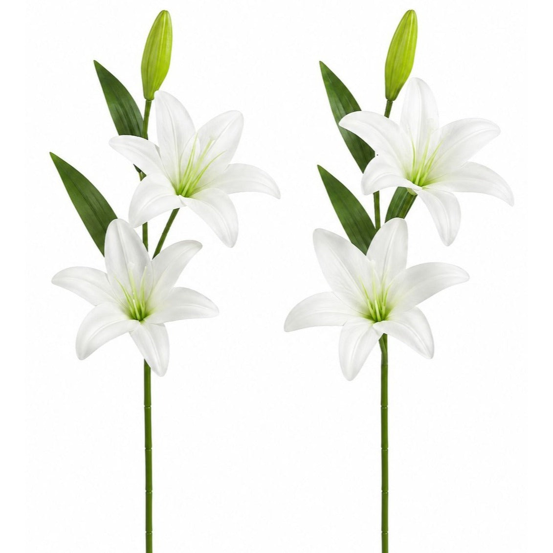 White Lily Stems Real Touch Flowers Artificial Lily Spray Faux White Lilies Wedding Flowers Farmhouse Decor Set of 2