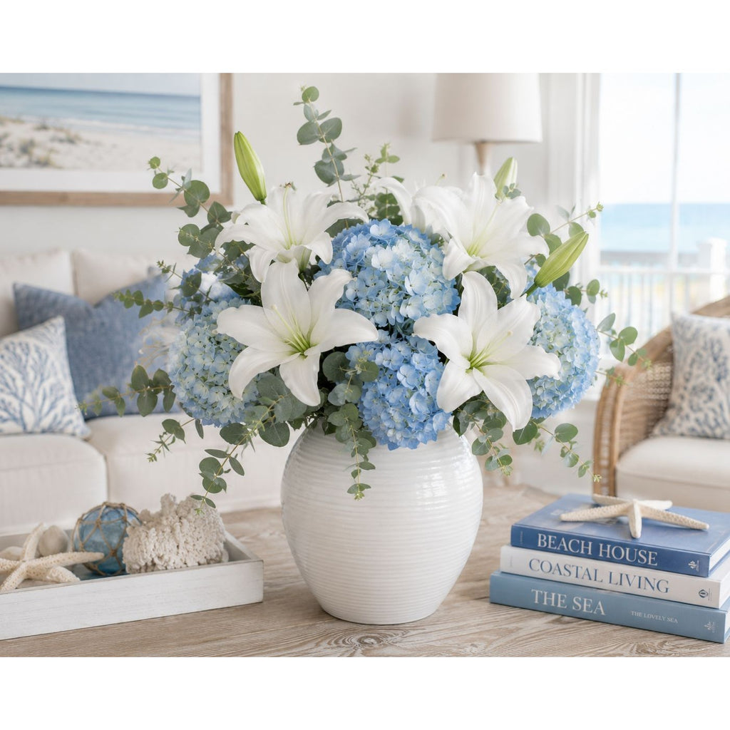 White Lily Stems Real Touch Flowers Artificial Lily Spray Faux White Lilies Wedding Flowers Farmhouse Decor Set of 2