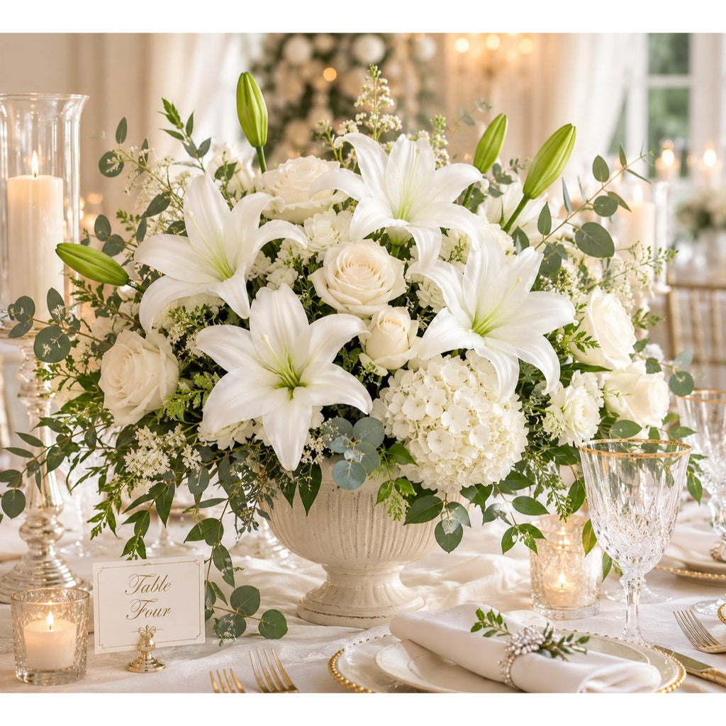 White Lily Stems Real Touch Flowers Artificial Lily Spray Faux White Lilies Wedding Flowers Farmhouse Decor Set of 2