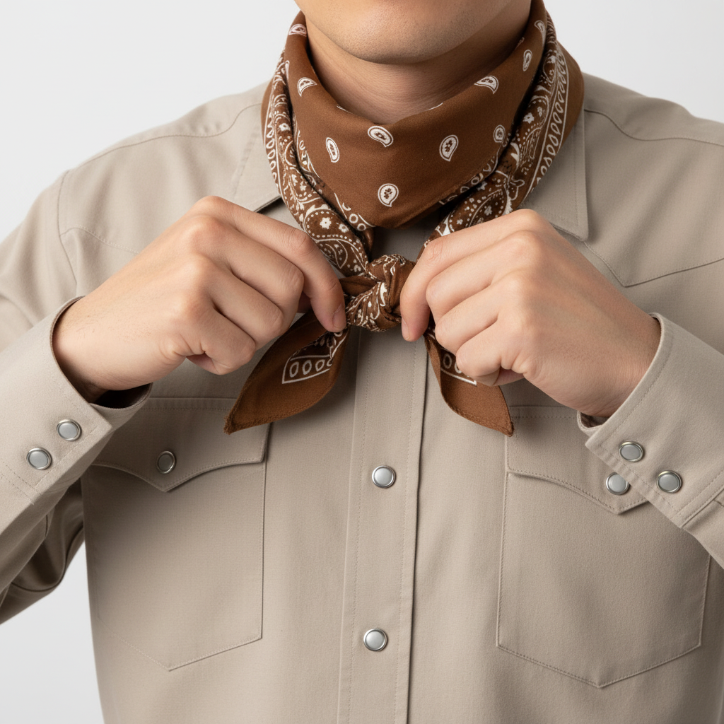Tying brown bandana tutorial