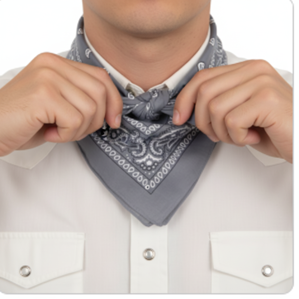 Tying gray bandana tutorial