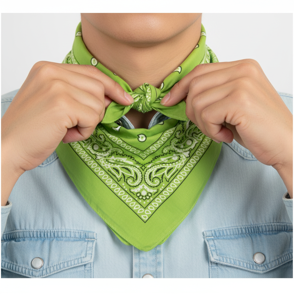 Tying green bandana tutorial