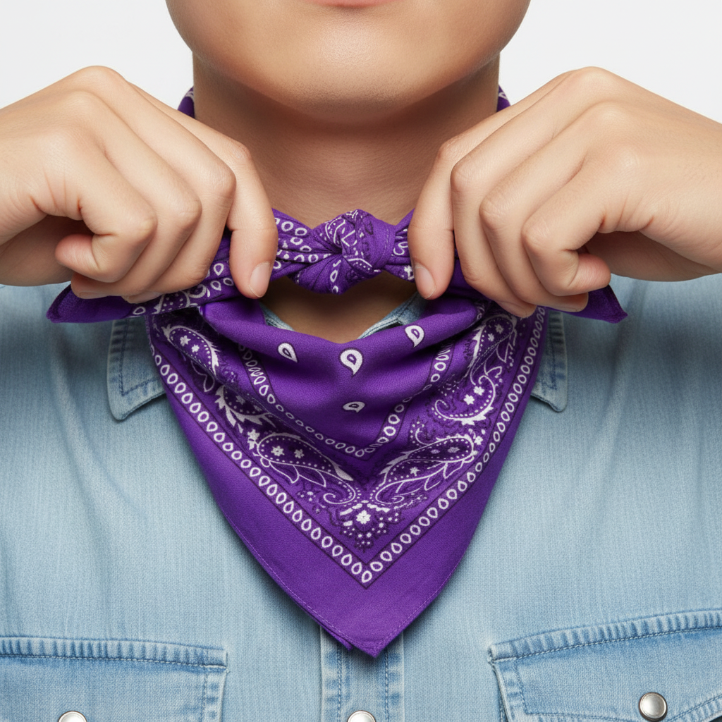 Tying purple bandana tutorial