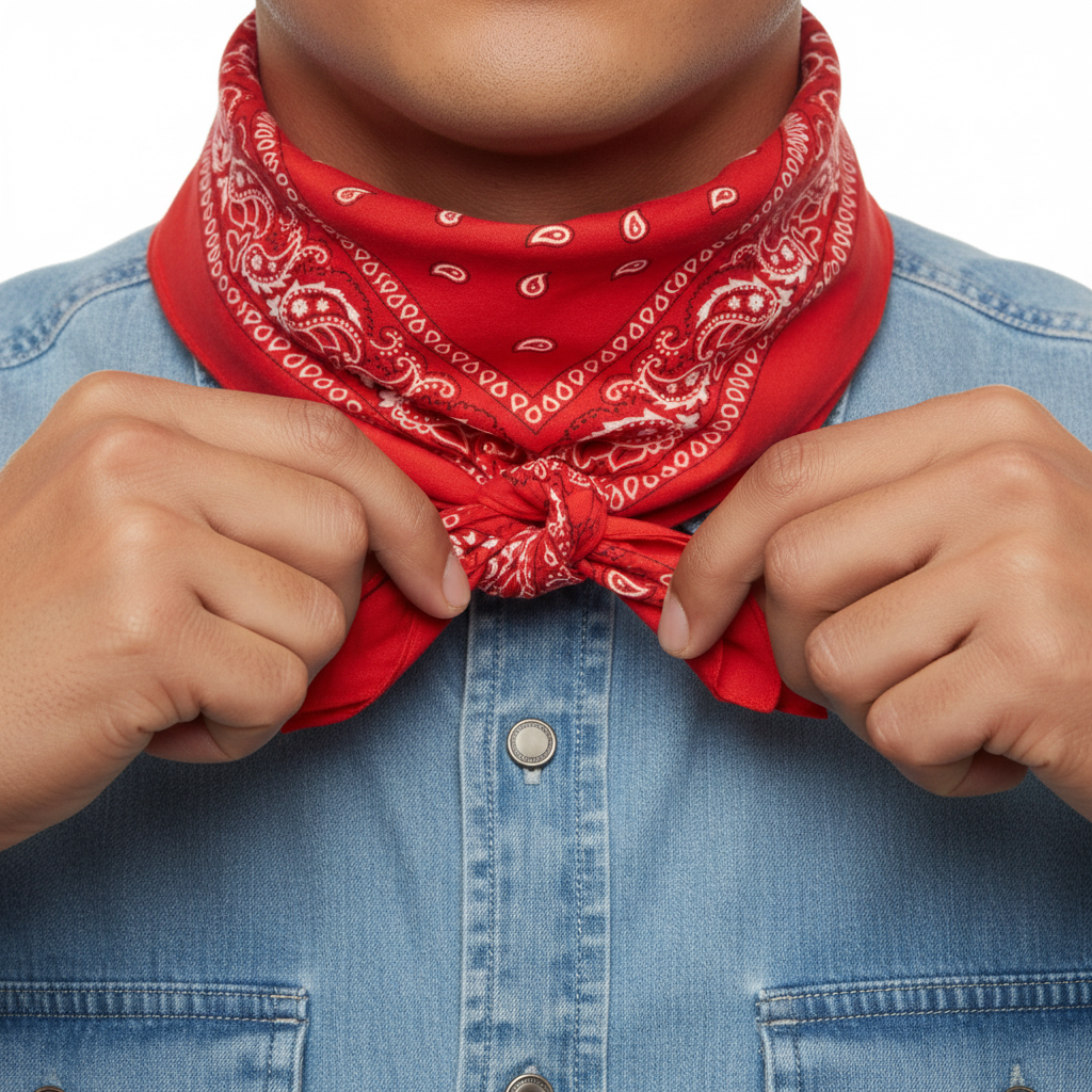 Tying red bandana tutorial