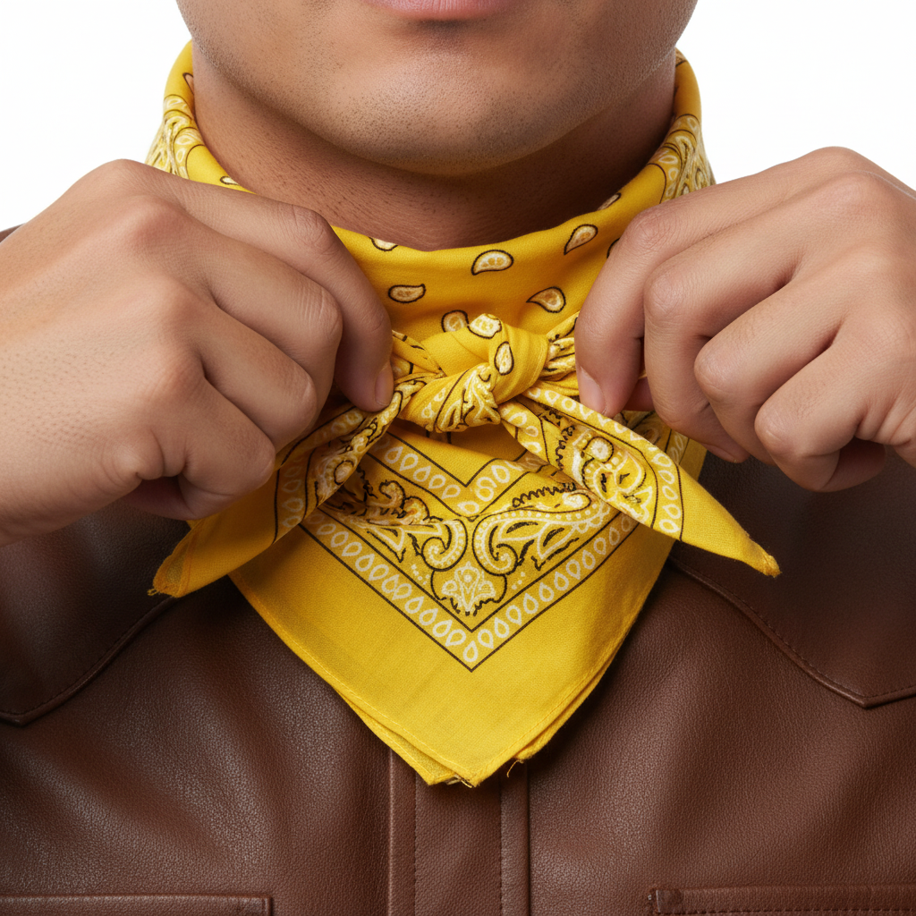 Tying yellow bandana tutorial