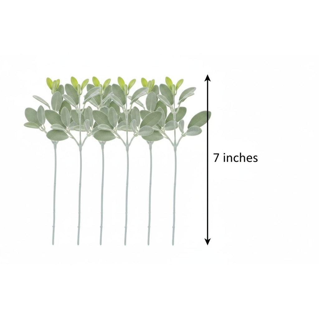 Sage Green Lambs Ear Stems Set of 5, Soft Touch Faux Greenery Picks for Wreaths Centerpieces, Cottage Farmhouse Decor
