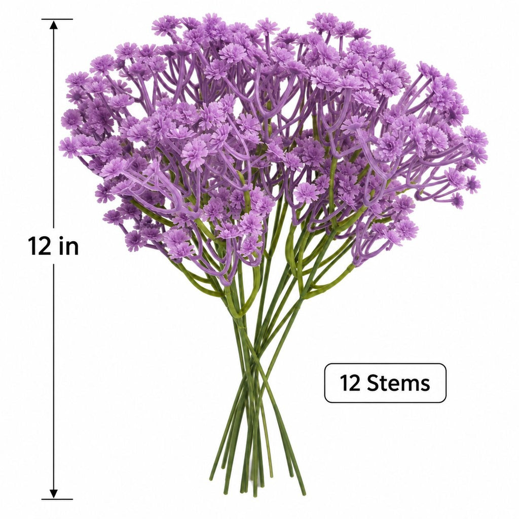 Lavender Faux Baby's Breath Bunch, 12 Stems, 12-Inch Filler Flowers