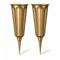 Gold Cemetery Vase with Spike Memorial Grave Flower Holder Set of 2