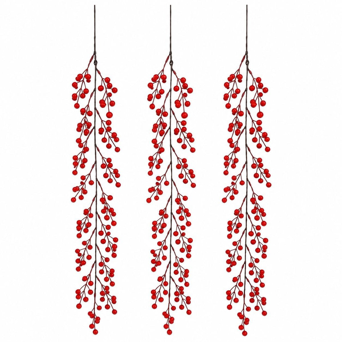 3 Artificial Red Berry Hanging Stems, 29-Inch Christmas Sprays