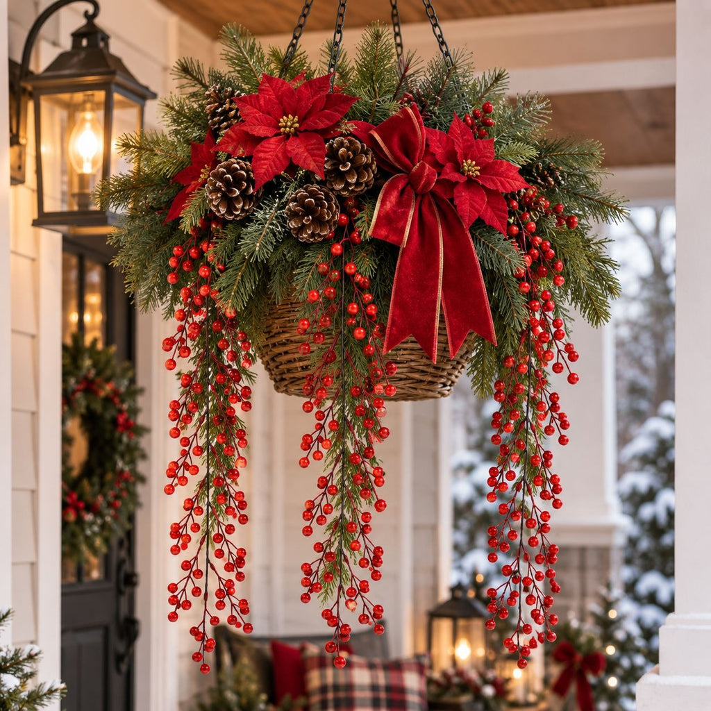 3 Artificial Red Berry Hanging Stems, 29-Inch Christmas Sprays