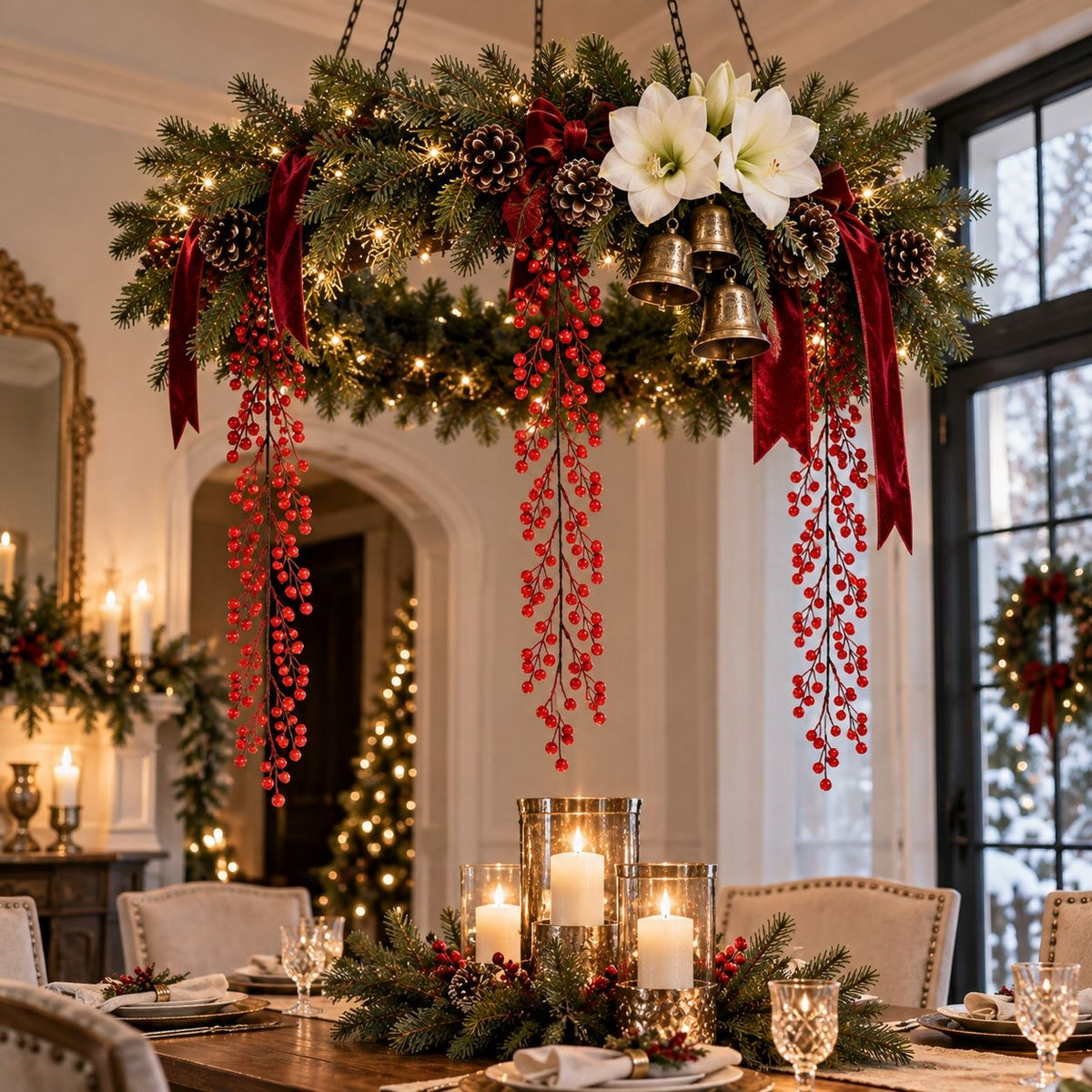 3 Artificial Red Berry Hanging Stems, 29-Inch Christmas Sprays