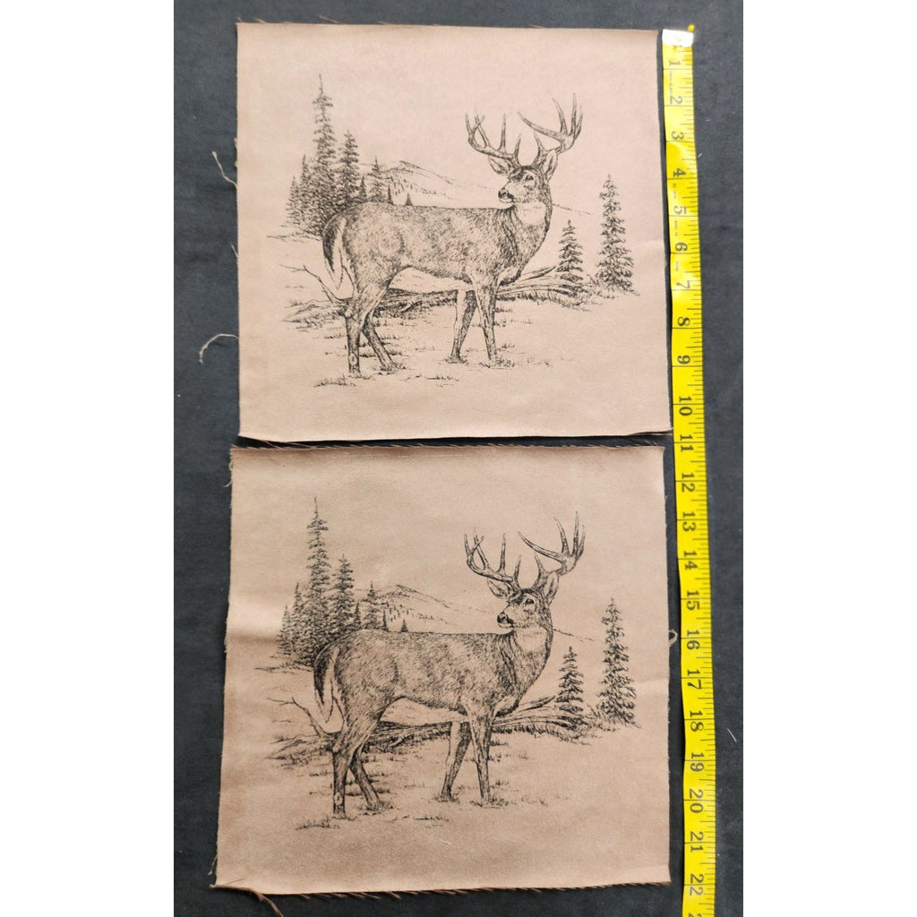 The Northwoods Deer Faux Suede Fabric Squares, Set of 2, 11 x 11 Inches