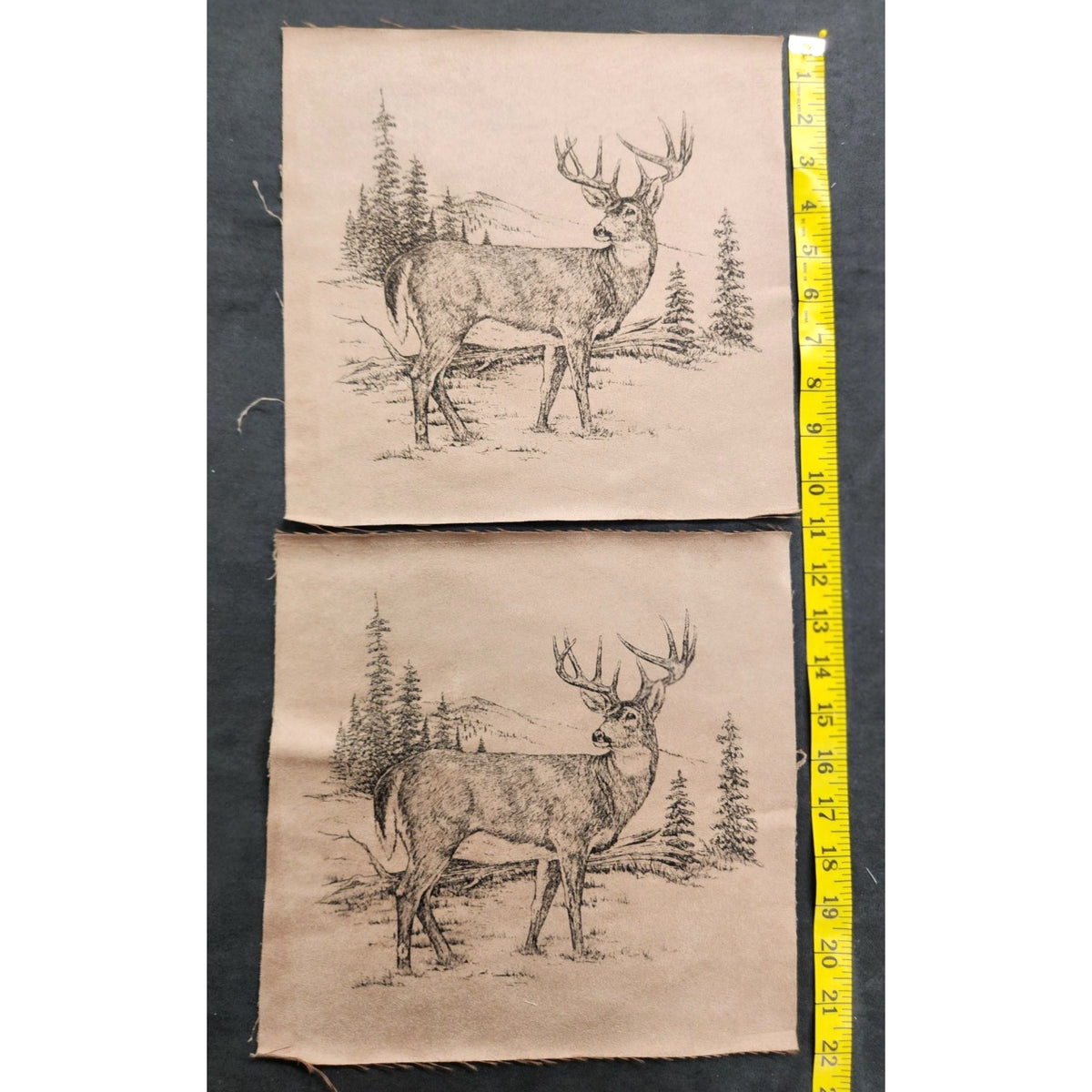 The Northwoods Deer Faux Suede Fabric Squares, Set of 2, 11 x 11 Inches