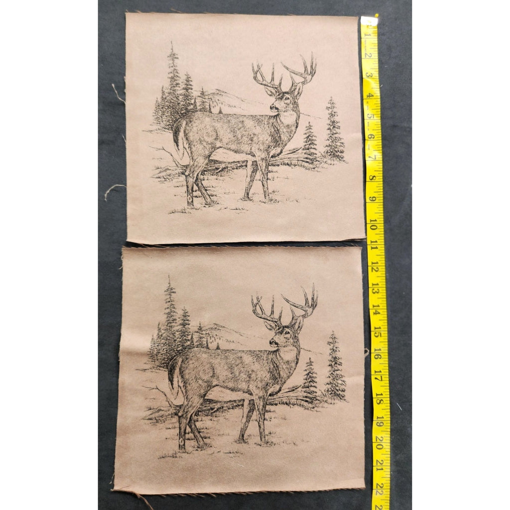 The Northwoods Deer Faux Suede Fabric Squares, Set of 2, 11 x 11 Inches