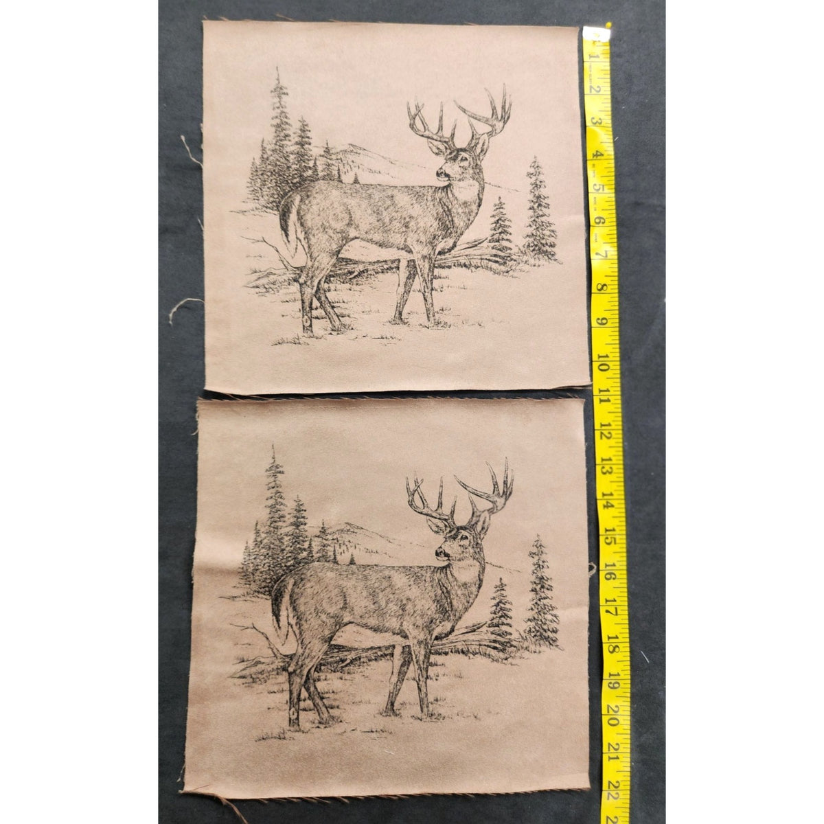 The Northwoods Deer Faux Suede Fabric Squares, Set of 2, 11 x 11 Inches