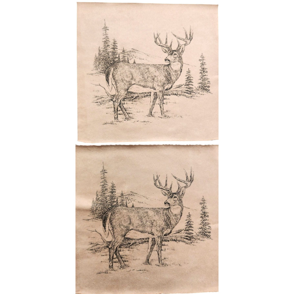The Northwoods Deer Faux Suede Fabric Squares, Set of 2, 11 x 11 Inches