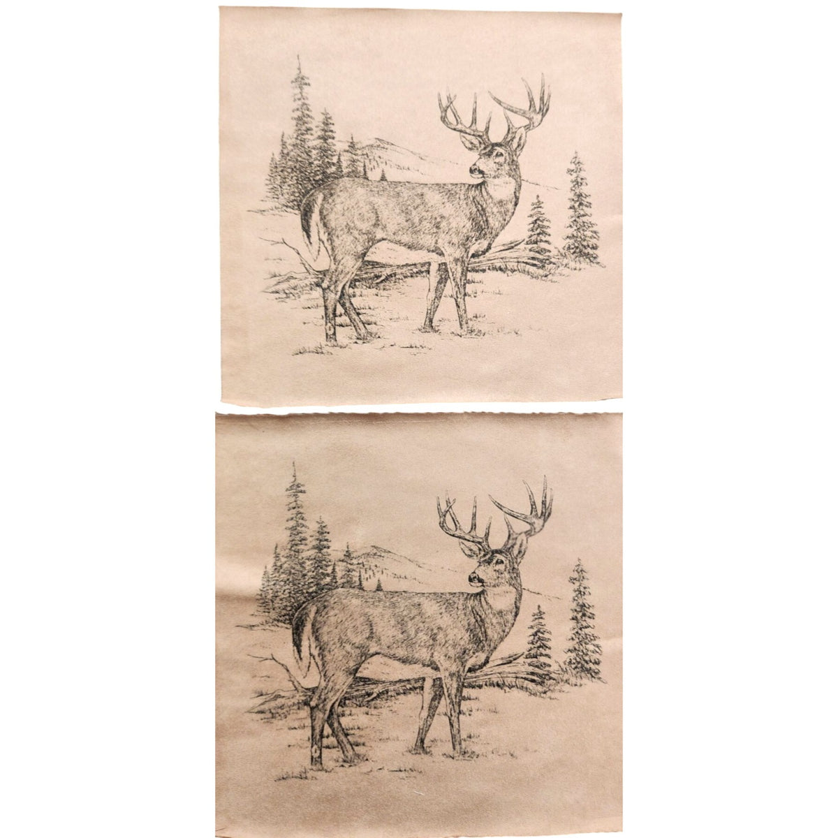 The Northwoods Deer Faux Suede Fabric Squares, Set of 2, 11 x 11 Inches