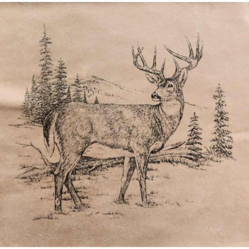 The Northwoods Deer Faux Suede Fabric Squares, Set of 2, 11 x 11 Inches